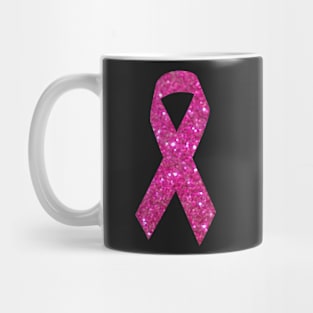 Pink Faux Glitter Awareness Ribbon Mug